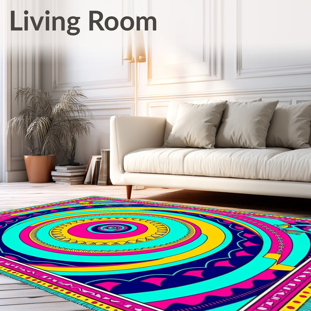Vibrant Swirls Geometric Art Rug