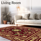 Crimson Floral Medallion Vines Rug