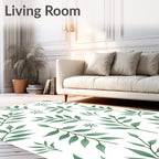 Earthy Green Leafy Branches Rug