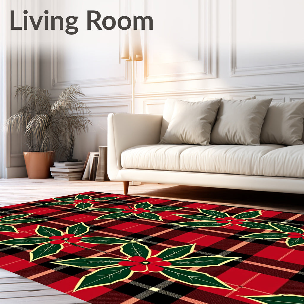 Plaid Red Holly Floral Radiance Rug