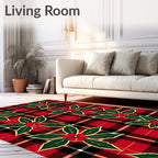 Plaid Red Holly Floral Radiance Rug