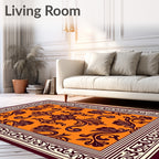Rich Orange Baroque Scroll Rug