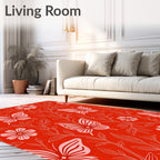 Red Butterfly Floral Vines Rug