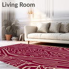 Crimson Ivory Scrollwork Diamond Rug