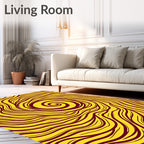 Crimson Swirl Sunny Yellow Abstract Rug