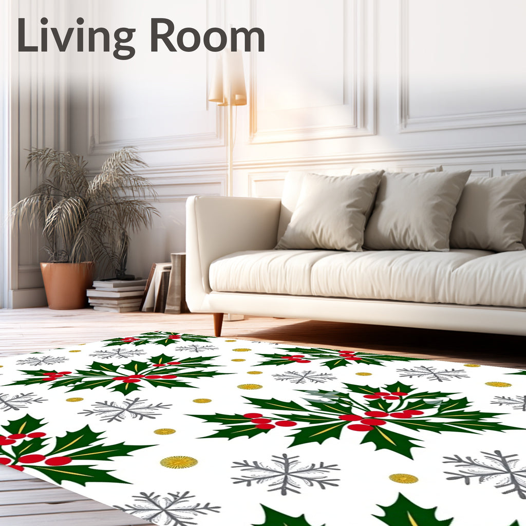 Festive Holly Berry Snowflake Garland Rug