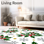 Festive Holly Berry Snowflake Garland Rug