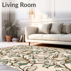 Botanical Cream and Green Floral Vines Rug
