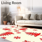 Crimson Red Evergreen Snowflakes Rug