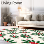Green Pine Berry Sprig Medallion Rug