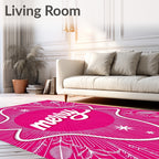 Vibrant Pink Festive Botanical Burst Rug