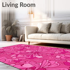 Bold Pink Blooming Floral Collage Rug