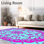 Fuchsia Aqua Floral Mandala Medallion Rug