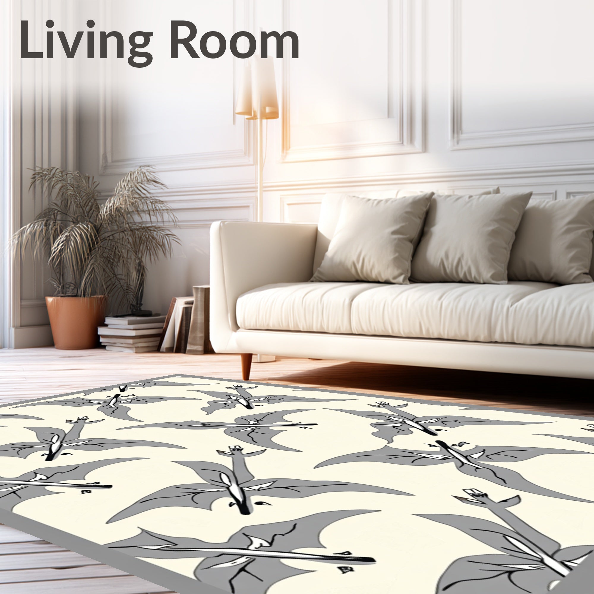 Gray Flying Creature Repeating Pattern Rug