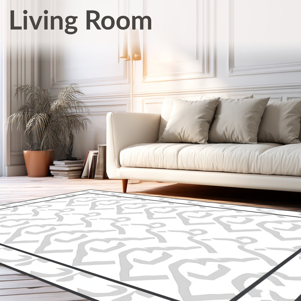 Geometric Gray Repeating Chevron Rug
