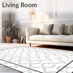 Geometric Gray Repeating Chevron Rug