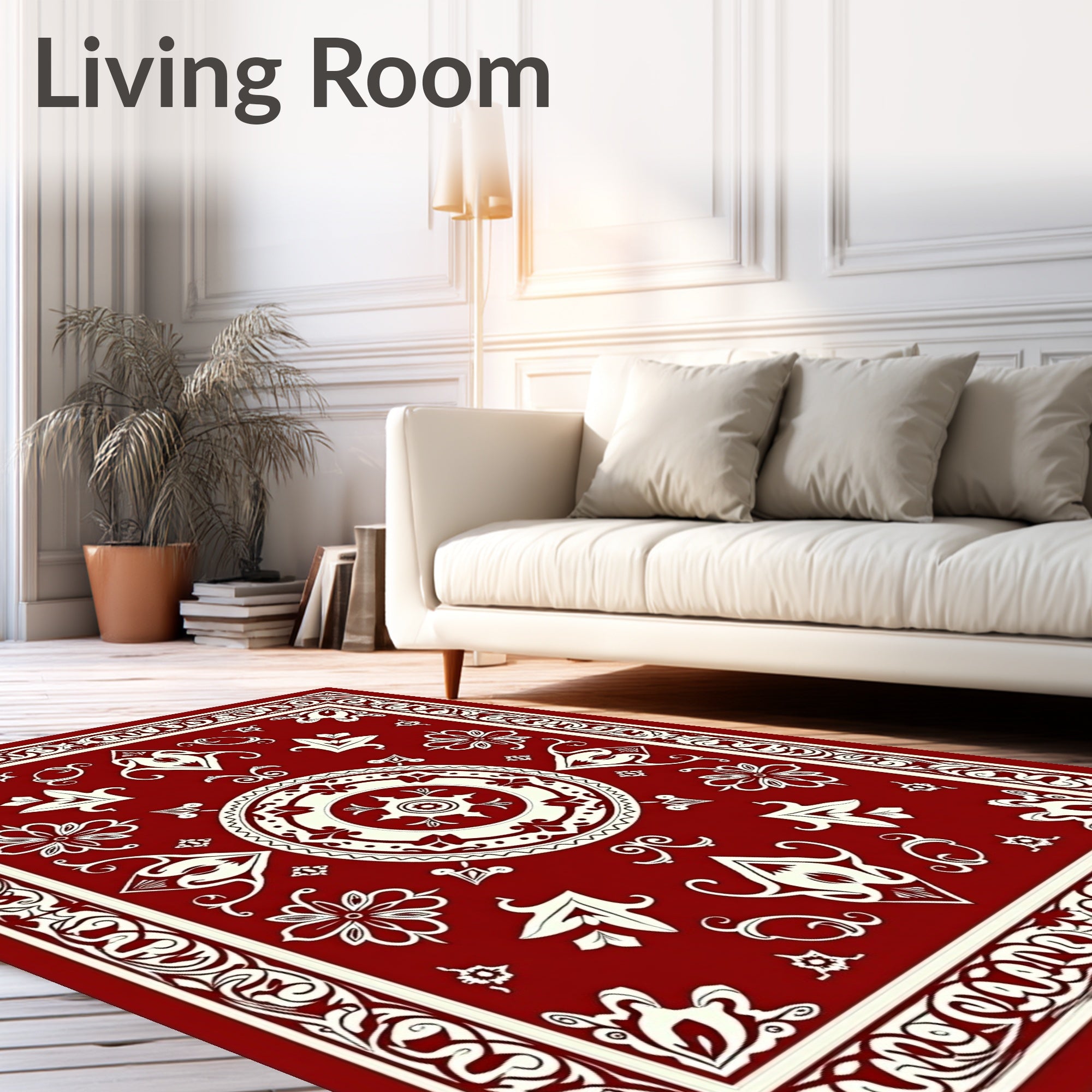 Classic Red Intricate Floral Medallion Rug