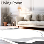 Gray Abstract Swirl Border Rug