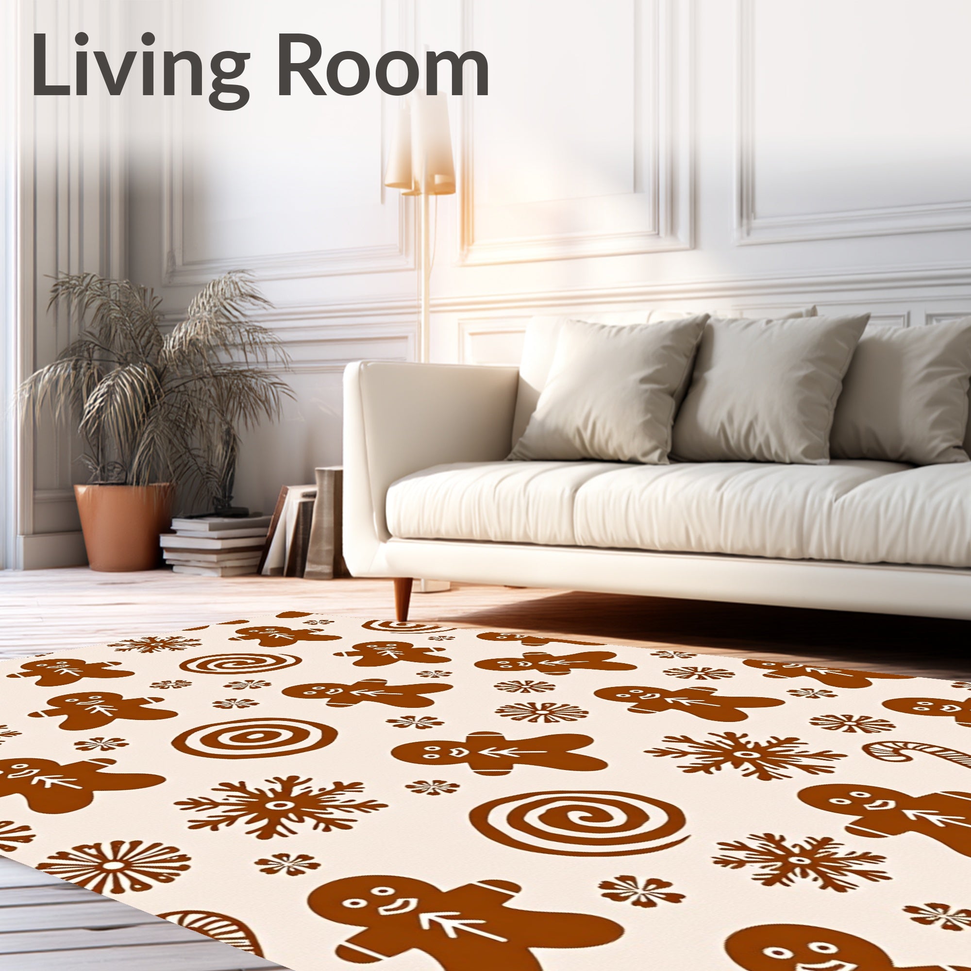 Brown Gingerbread Snowflake Candy Swirls Rug