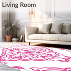 Rich Pink Floral Damask Medallion Rug