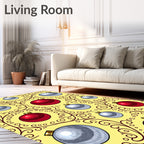 Red Silver Ornament Swirl Festive Background Rug