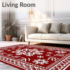 Crimson Winter Snowflake Medallion Rug