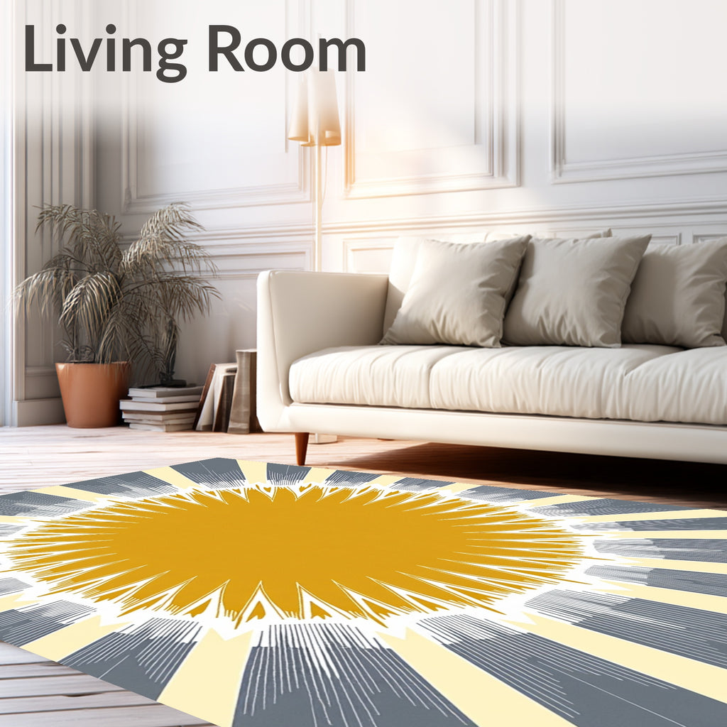 Golden Sunburst Rays Rug