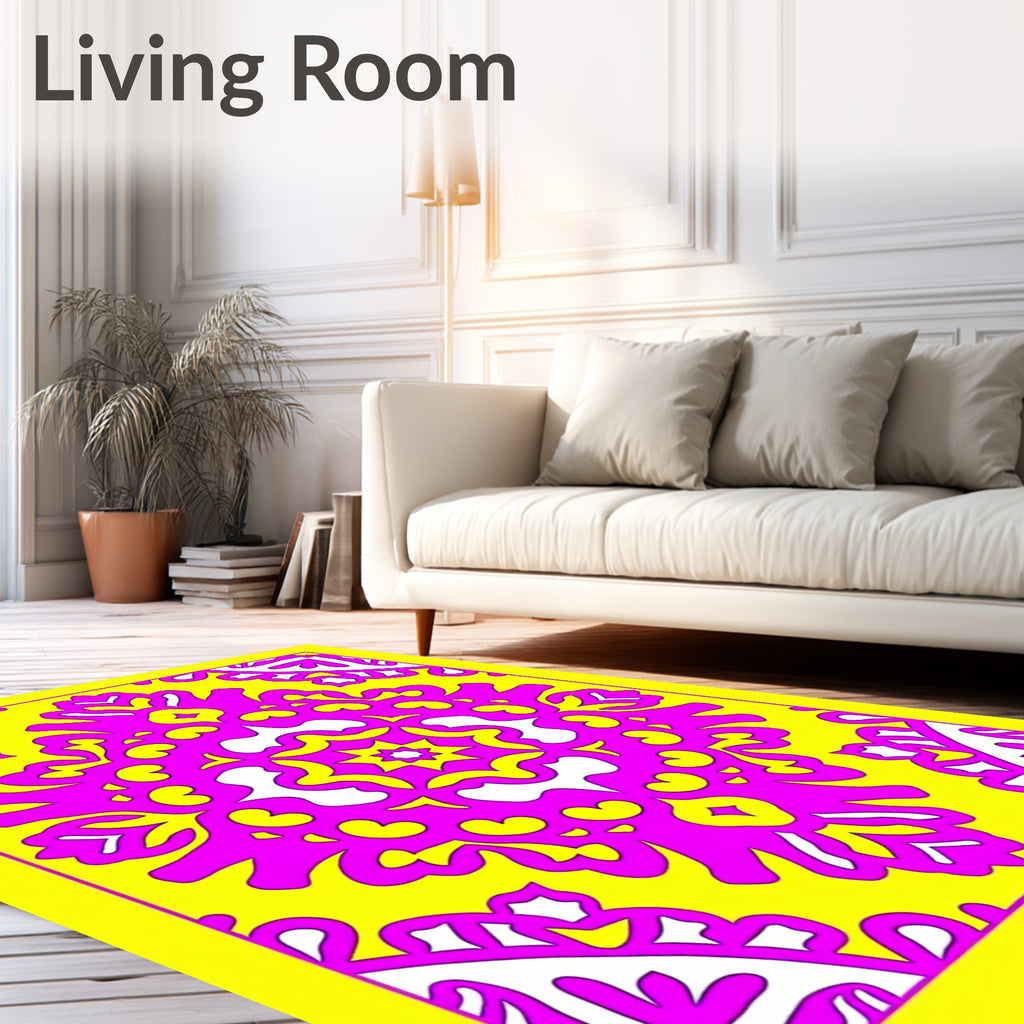 Vibrant Magenta Floral Medallion Rug