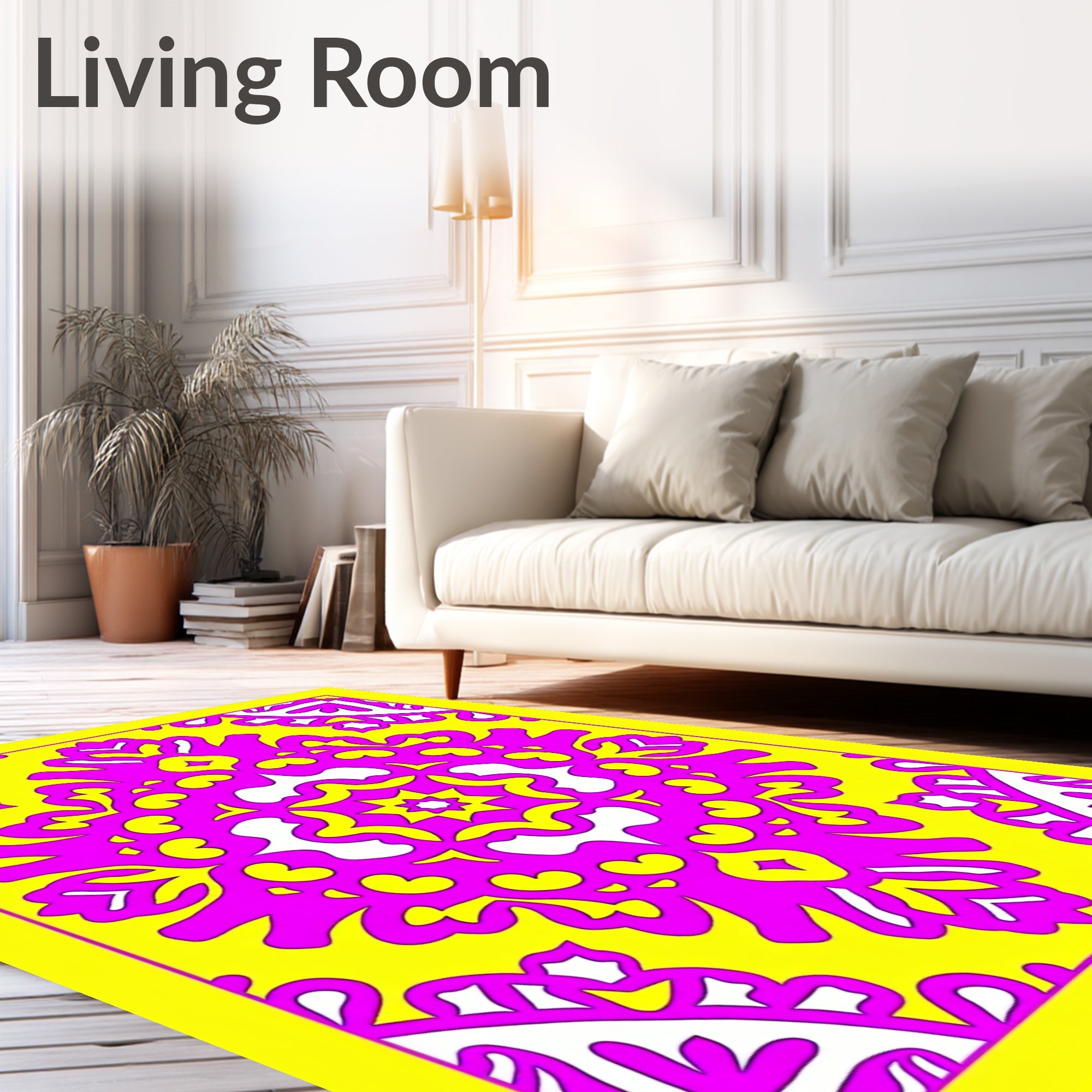 Vibrant Magenta Floral Medallion Rug