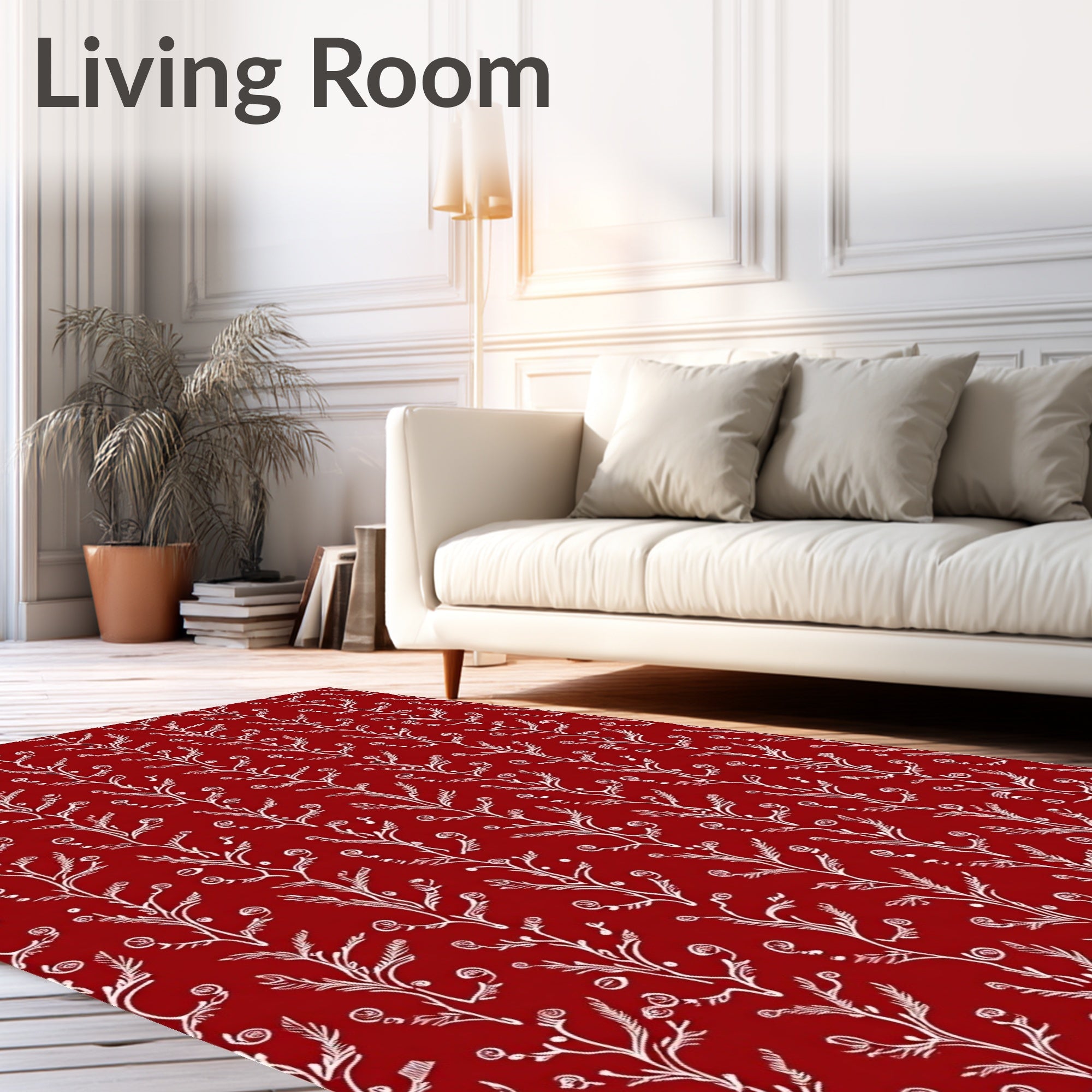 Crimson White Vine Garland Repeat Rug