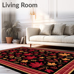 Autumn Maple Leaf Scarlet Gold Border Rug