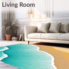 Turquoise Ocean Wave Sandy Beach Rug