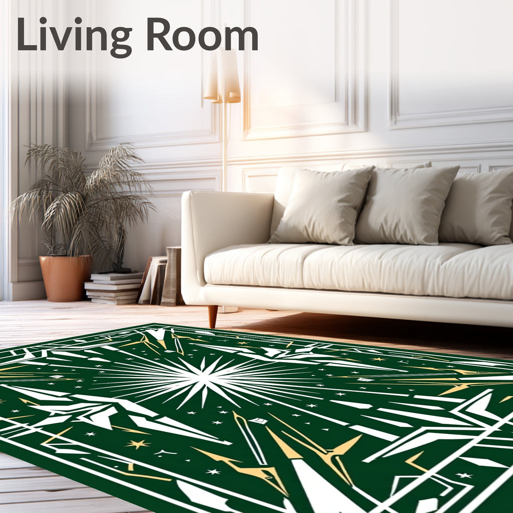 Emerald Forest Starburst Geometric Rug
