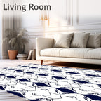 Navy White Geometric Art Deco Harmony Rug