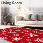 Crimson White Snowflake Repeating Pattern Rug