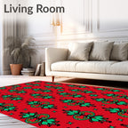 Bold Red Green Floral Medallion Rug