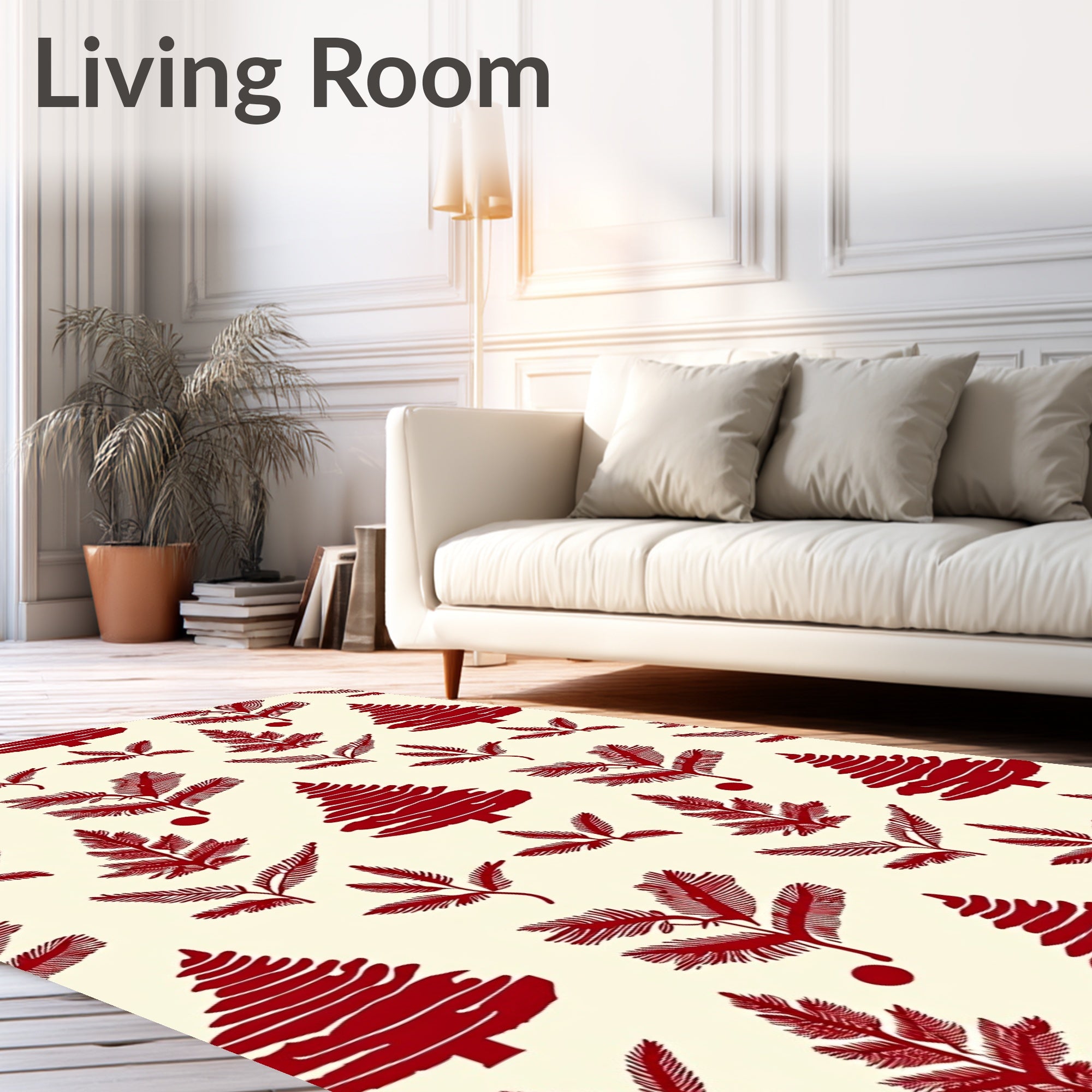 Crimson Pine Boughs and Trees Rug