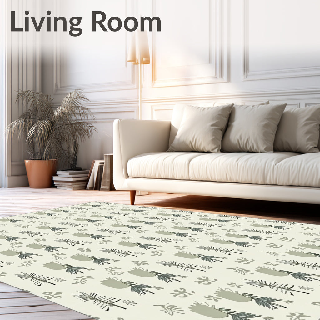 Botanical Twig Blossom Cream Rug