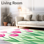 Pink Tulip Garden Fields Rug