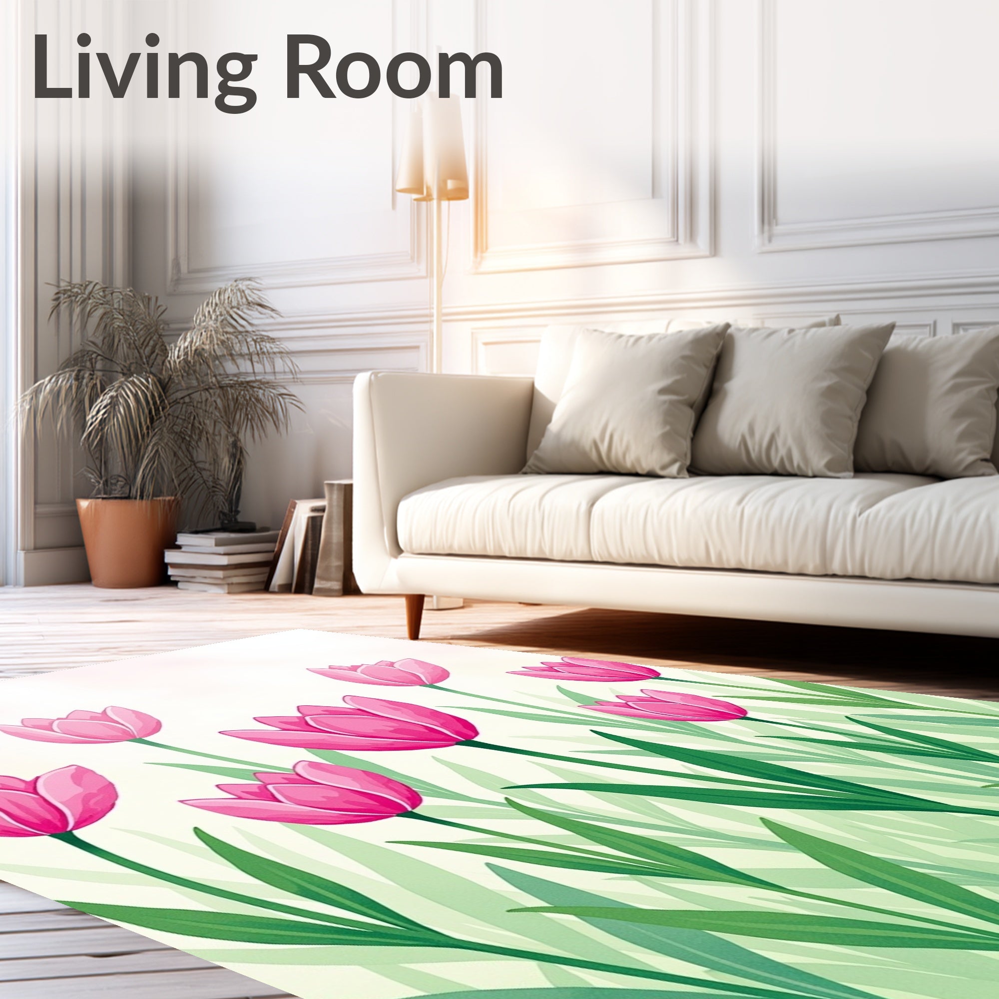 Pink Tulip Garden Fields Rug