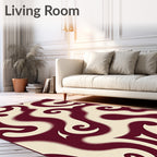 Burgundy Cream Swirl Abstract Rug
