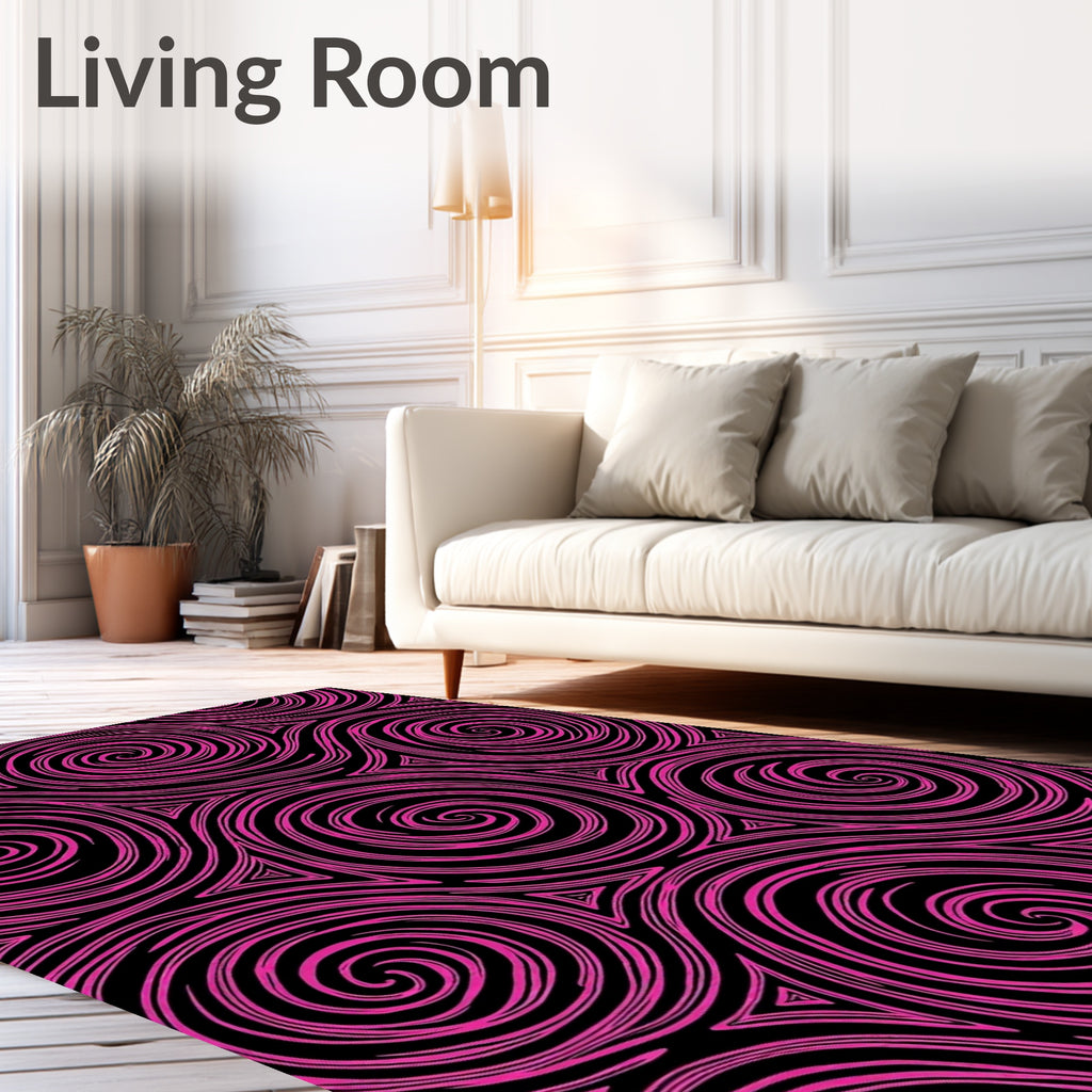 Vibrant Pink Swirl Triangles Rug