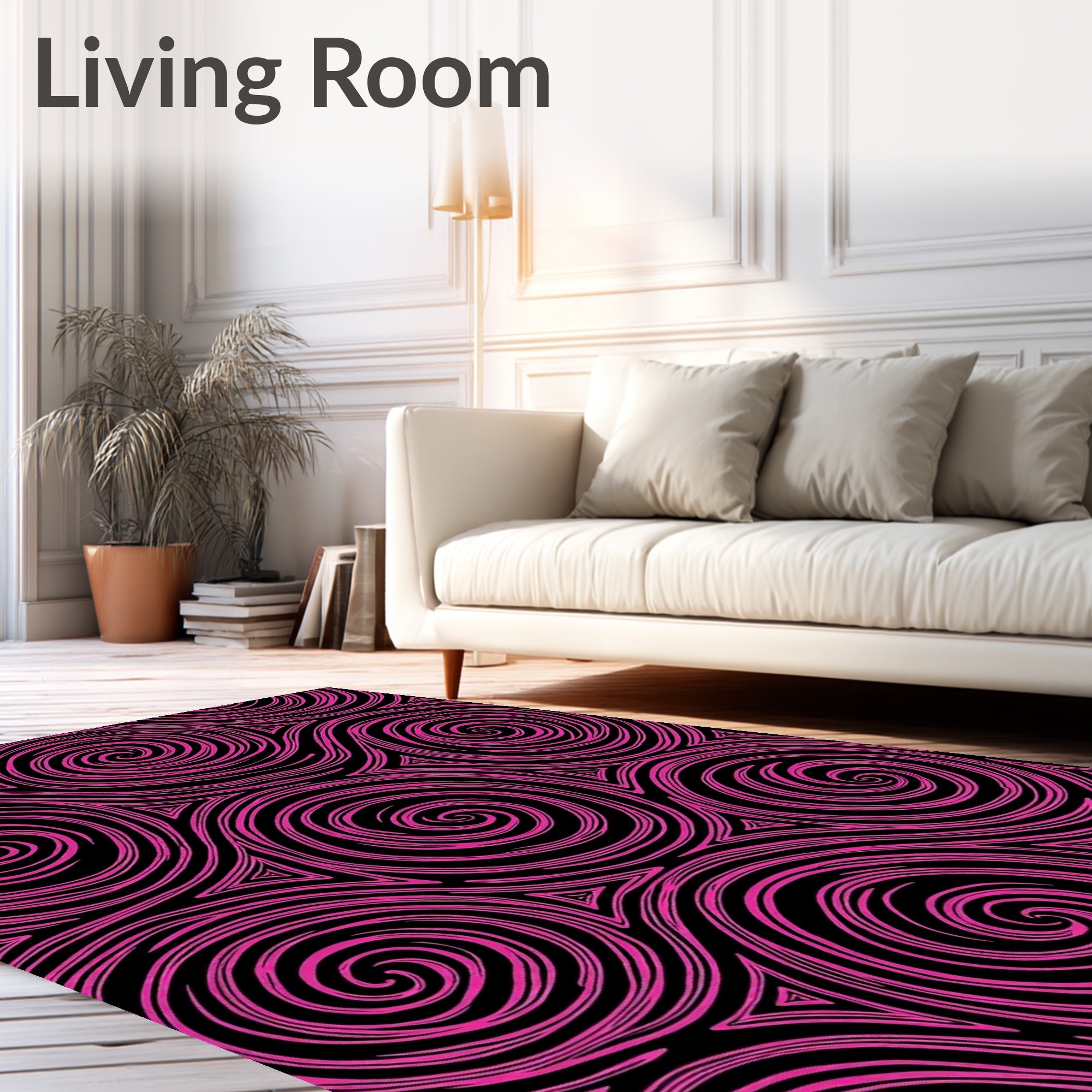 Vibrant Pink Swirl Triangles Rug