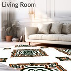 Emerald Orange Filigree Diamond Medallion Rug