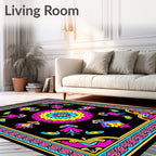 Vibrant Pink Yellow Blue Medallion Rug