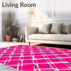 Vibrant Pink Plaid Diamond Rug