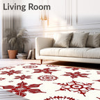 Crimson Snowflake Collection Festive Scatter Rug