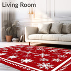Red Snowflake Winter Wonderland Rug