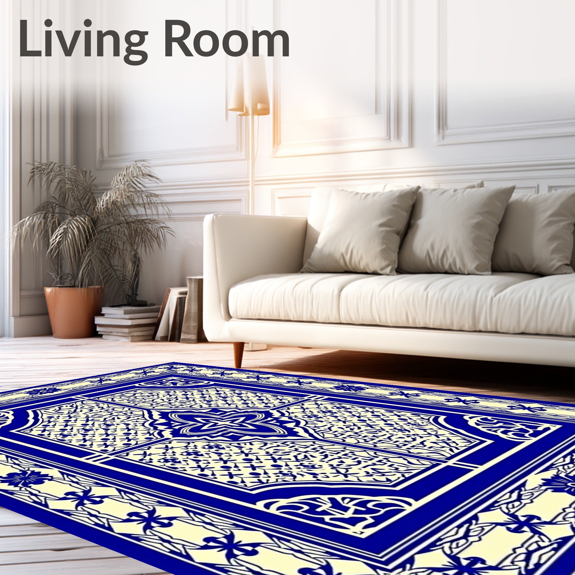 Classic Blue Cream Intricate Medallion Rug