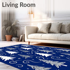 Festive Blue Pine Tree Garland Rug